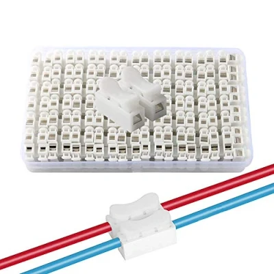 Afbeelding van QitinDasen 68Pcs Premium CH2 Veerdraadconnectoren, Snelconnector Klemmenblok, Elektrische Kabelklem Klemmenblokconnector, LED Strip Lichte Draadverbinding, Geen Schroef Soldeerlassen