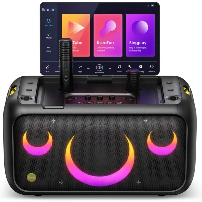 Afbeelding van Ikarao Karaoke Machine Break X1 Draadloze Microfoons HD scherm Premium Karaokeset