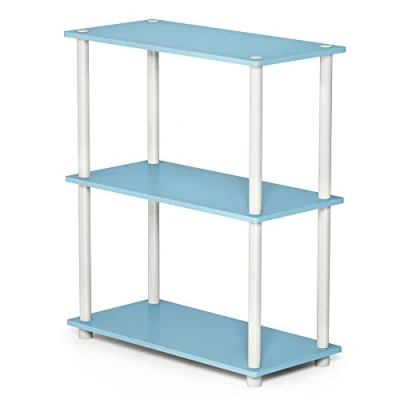 Afbeelding van Furinno Turn N Tube 3 laags compact multifunctioneel rek voor planken, staande plank, lichtblauw/wit
