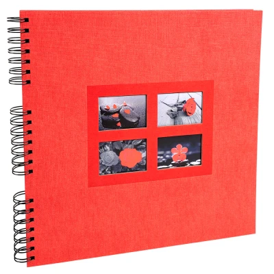 Afbeelding van Exacompta ref. 16845E 1 Spiraalgebonden fotoalbum PASSION 360 foto&#039;s 60 zwarte pagina&#039;s Formaat 32 x cm omslag in rood decopapier met bi materiaal effect