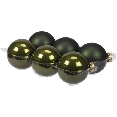 Afbeelding van Othmar Decorations Kerstballen 6 stuks olijfgroen 8 cm