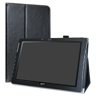 Afbeelding van LiuShan Hoes voor Acer Iconia One, Slim PU lederen tas en opvouwbare standaard Folio Cover Case Hoesje 10.1&quot; One 10 B3 A40 Android tablet, zwart