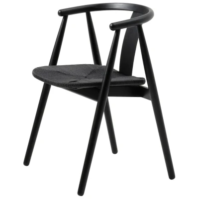 Afbeelding van Hygge Interiors Relate Eetkamerstoel Zwart Eiken/Papieren Koord