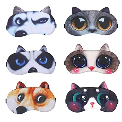 Afbeelding van 6 stuks oogmasker, dierenslaapmasker, slaapoogmasker, reisoogmasker, specificaties, voor reizen, dutjes, yoga, vliegtuig, nachtslaap