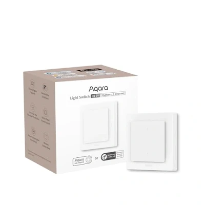 Afbeelding van Aqara Wandschakelaar H2 EU (2 in 1 Nuldraad, 2 Knoppen Kanaal), Thread/Zigbee Protocol, Smart Wandschakelaar, Ondersteunt Apple Home, Alexa, Google Home en Assistant, Matter over Thread