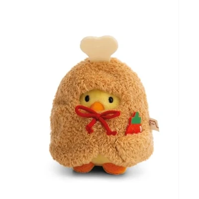Afbeelding van Set knuffel kuiken Tschieps 8cm met chilisaus &amp; kippenpoot kostuum in geschenkverpakking geel Zacht pluche, schattig om mee te knuffelen en spelen, voor kinderen volwassenen 61653