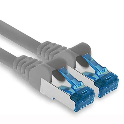 Afbeelding van 1aTTack.de Patchkabel, 15 m ethernet, netwerk, LAN kabel CAT6a (voor gigabit netwerken, routers, switch, modems met RJ45 ingang, grijs)
