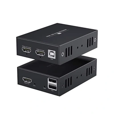 Afbeelding van PWAYTEK HDMI KVM USB Extender 1080P Over Cat5e/6 Ethernet kabel 45m (147ft) voor Muis en Toetsenbord Controle Afstandsbediening Signalen