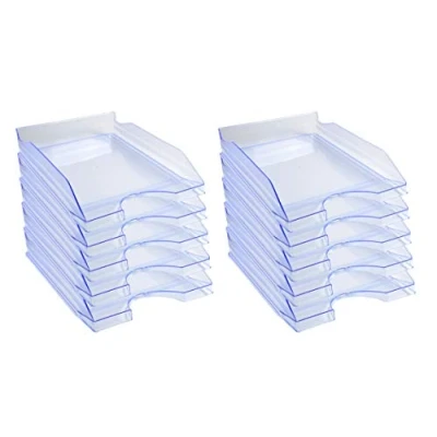 Afbeelding van Exacompta ref. 12310D Set van 10 Brievenbakken ECOTRAY Afmetingen: 34,5x25,5x6,5 cm voor A4+ documenten doorzichtige ijsblauwe kleur