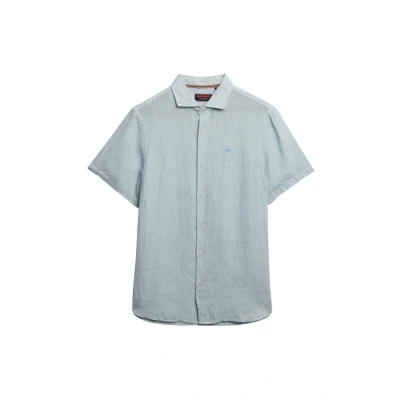 Afbeelding van Superdry Embroidered Vacation Overhemd, Heren, Maat: Small, Sky blue ticking linen