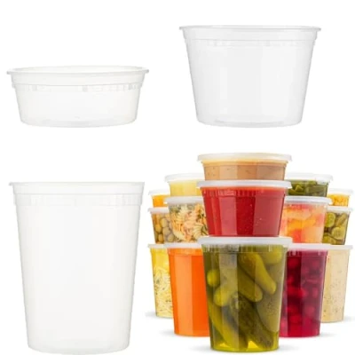 Afbeelding van YOYEAH Deli containers, 44 sets, 8, 16, 32 oz kunststof containers met deksel, Cups &amp; plastic BPA vrij, herbruikbaar, dicht, vaatwasmachinebestendig,