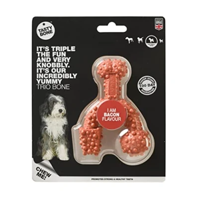 Afbeelding van TastyBone Small Trio Bone bacon Hond Kauwspeelgoed Vegan Kluif Nylabone