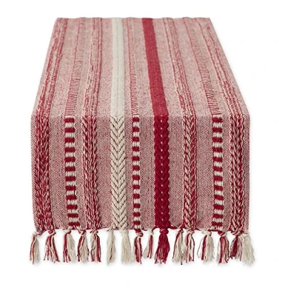 Afbeelding van DII Boerderij Gevlochten Stripe Tafelloper Collectie, 15x72, Wijn