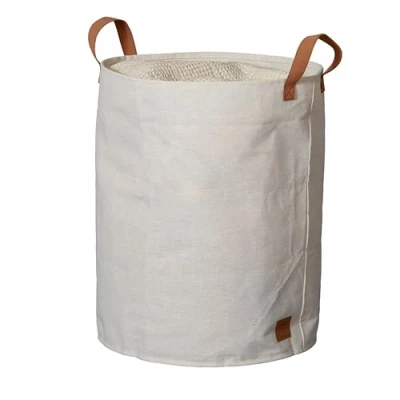 Afbeelding van LOVE IT Opbergmand, opvouwbaar, premium van linnen en katoen, beige, 40 x 45 cm, handgrepen textiel, veelzijdig, wasmand, opbergdoos