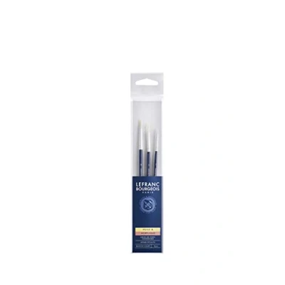 Afbeelding van Lefranc &amp; Bourgeois 810105 Schweineborstenpinsel in feiner Qualität für Ölfarbe oder Acrylfarbe 3 Pinsel Set
