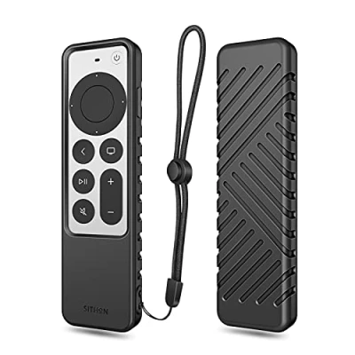 Afbeelding van SITHON Siliconen hoes voor Apple TV 4K 3e generatie 2022/2e 2021, afstandsbediening, lichtgewicht, schokbestendig, antislip beschermhoes met sleutelkoord / HD Siri Remote