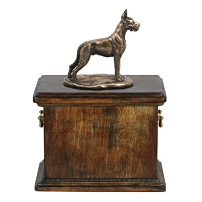 Afbeelding van Art dog Custom Sitting Statue Memorial Urn Handgemaakt Koudgegoten Brons op Berkenbasis Stevige en Stijlvolle voor Hondenas 29x21x38cm Duitse (bijgesneden)