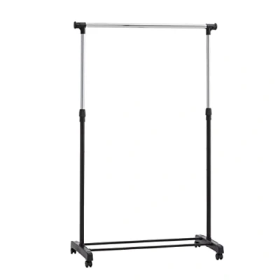 Afbeelding van Amazon Basics Kledingrek op wielen, chroom, 91,5 145 x 42 134 161 cm