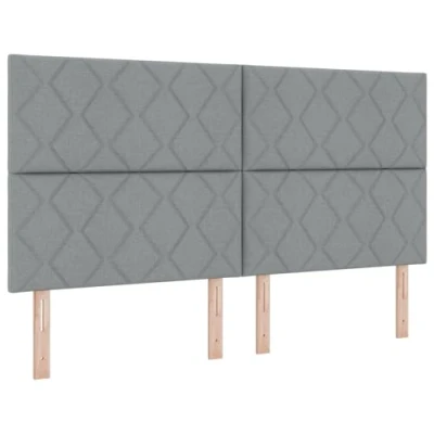 Afbeelding van vidaXL LED Hoofdbord met Diamant Blokken Design Lichtgrijs 180 cm Stof
