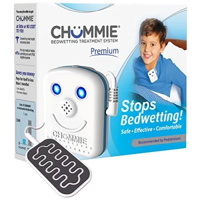 Afbeelding van Chummie Premium plaswekker voor diepe slapers bekroond, klinisch bewezen systeem met harde geluiden, felle lichten en sterke trillingen, blauw