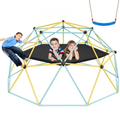 Afbeelding van VEVOR Geometrische klimkoepel, 3 m, met hangmat en schommel, sportschool in de jungle, ondersteunt 750 kg, eenvoudige montage, klimgreep, speeluitrusting voor buiten tuin