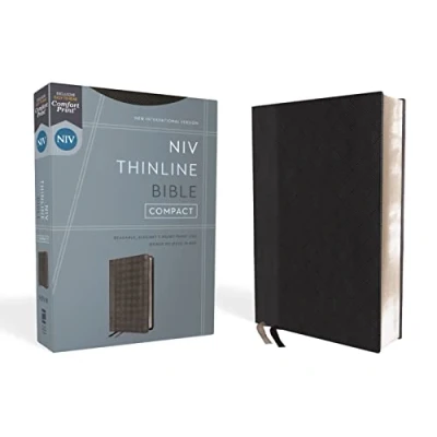 Afbeelding van NIV, Thinline Bible, Compact, Leathersoft, Black/Gray, Red Letter, Comfort Print