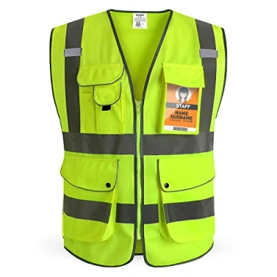 Afbeelding van HPHST Veiligheidsvest voor heren EN dames, hoge zichtbaarheid, fietsvest met ritssluiting, reflecterend vest, werkvest, ISO 20471, geel, XL