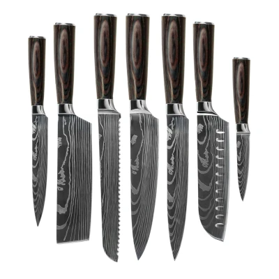 Afbeelding van Japanse Damascus Print Onyx Epoxy 9 delige Messenset