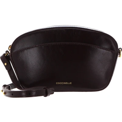 Afbeelding van COCCINELLE Leren Schoudertas Enchanteuse Mini Bag Craquele Leather Darkbrown Donkerbruin