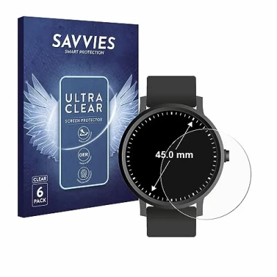 Afbeelding van Savvies Screenprotector voor Horloges (Rond, ø: 45 mm) Folie Beschermfolie transparant (6 Stuks)