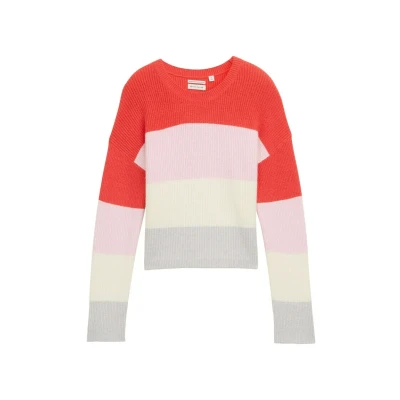 Afbeelding van TOM Tailor Cropped MIT Colour Blocking Trui voor kinderen, Maat: 152, Red bold block stripe