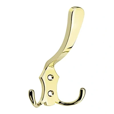 Afbeelding van SO TECH® Garderobehaak LENA 2 haken lang/messing look Jashaak Kledinghaak