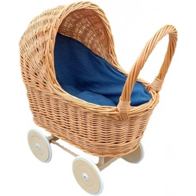 Afbeelding van Hollie Houten poppenwagen Rieten met kap