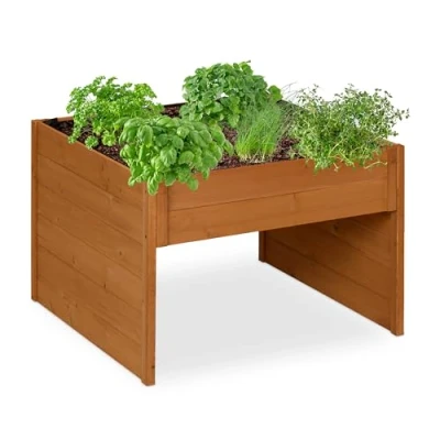 Afbeelding van robotmaaier garage 52,5 x 79 74 cm met plantenbak hout oranje