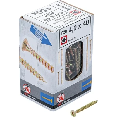 Afbeelding van BGS Diy 88003 Multifunctionele schroeven, T profiel (voor Torx) T20, 4,0 x 40 mm, 150 stuks