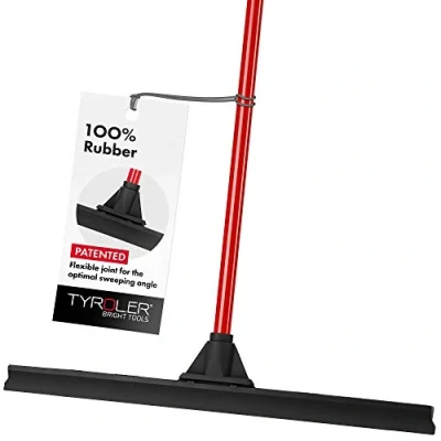 Afbeelding van Tyroler Bright Tools Vloerreiniger Extra Breed 60 Cm, Massief 100% Natuurrubber, Lange 4 Delige Handgreep 140 Cm Droogt Vlak &amp; Gebogen Oppervlakken Het Beste voor Wassen,Drogen,Badkamer,Natte Ruimte,Vloer