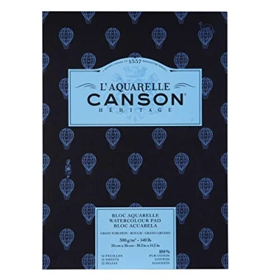 Afbeelding van CANSON Blok met 12 vellen, aquarel, korrel vaatdoek, klein, 26 x 36 cm, 300 g/m²