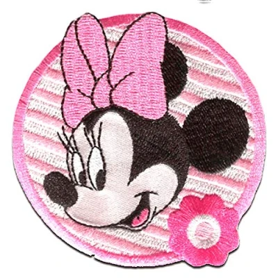 Afbeelding van Lapjes Appliqués Minnie Mouse Flower 2 overdrukplaatjes opzetstukken Applicaties opnaaien opstrijken Lap Patches, Maat: 7 x cm