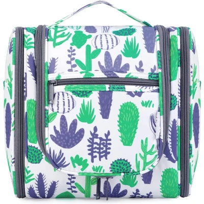 Afbeelding van toilettas voor dames en heren, om op te hangen mannen, make uptas vrouwen meisjes, Groene cactus (groot)