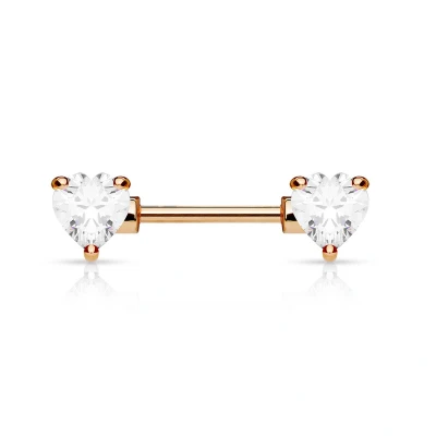Afbeelding van Tepelpiercing hart wit rose gold plated 16mm