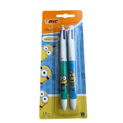 Afbeelding van BIC 4 kleuren Minions originele intrekbare balpen medium punt (1,0 mm) 2 stuks