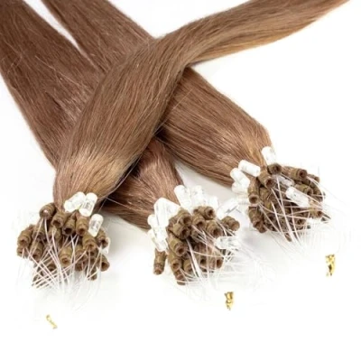 Afbeelding van hair2heart Microring Extensions van echt haar, glad, 25 strengen, 1 g, 60 cm, 8/1 lichtblond, as