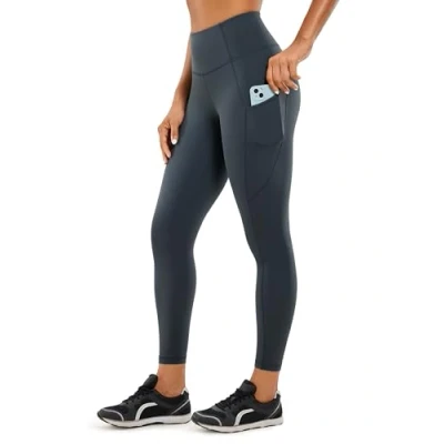 Afbeelding van CRZ Yoga Dames Naked Feeling Gym Leggings Squat Proof Hoge Taille Broek Boterachtig Zachte Ondoorzichtige Workout Sport Panty met Zakken 25 Inch Melaniet M