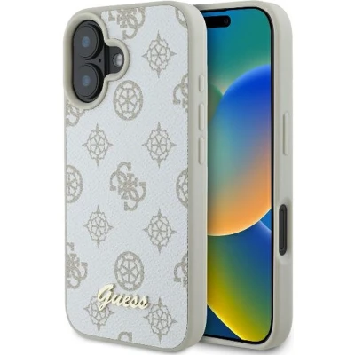Afbeelding van Guess GUHMP16SPGPYSH iPhone 16 6.1&quot; wit/wit hardcase Peony Script Logo MagSafe
