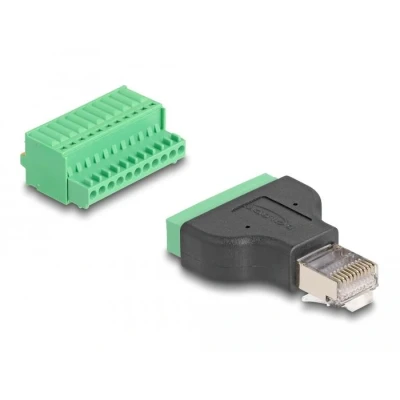 Afbeelding van Delock RJ50 Stecker zu Terminalblock Adapter mit Drucktaster