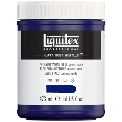 Afbeelding van Liquitex 4412316 Professional Heavy Body acrylverf in kunstenaarskwaliteit met uitstekende lichtechtheid en boterachtige consistentie, 473ml Pot, Phthalocyanine Blue (Green Shade)