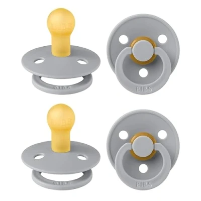 Afbeelding van BIBS Colour fopspeen 4 pack, BPA vrij, kersenvorm tepels. Natuurlijk rubber/latex, gemaakt in Denemarken, maat 1 (0 6 maanden), Cloud
