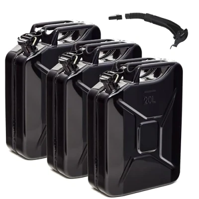 Afbeelding van BW® Brandstofjerrycan metaal jerrycan 3x 20 liter met schenktuit zwart RAL 9005 TÜV getest en VN goedkeuring Made in Europe