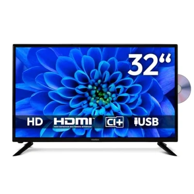 Afbeelding van MEDION 80 cm (32 inch) HD TV (ingebouwde dvd speler, Triple Tuner DVB T2 C S2, 2 x HDMI, USB, koptelefoonaansluiting, AV in, Mediaspeler, CI+), MD 832001