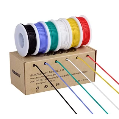 Afbeelding van Tuofeng elektriciteitsdraad, flexibele siliconendraad, 6 verschillende kleuren, spoelen van 4 m, 600 V, hoge temperatuurbestendigheid
